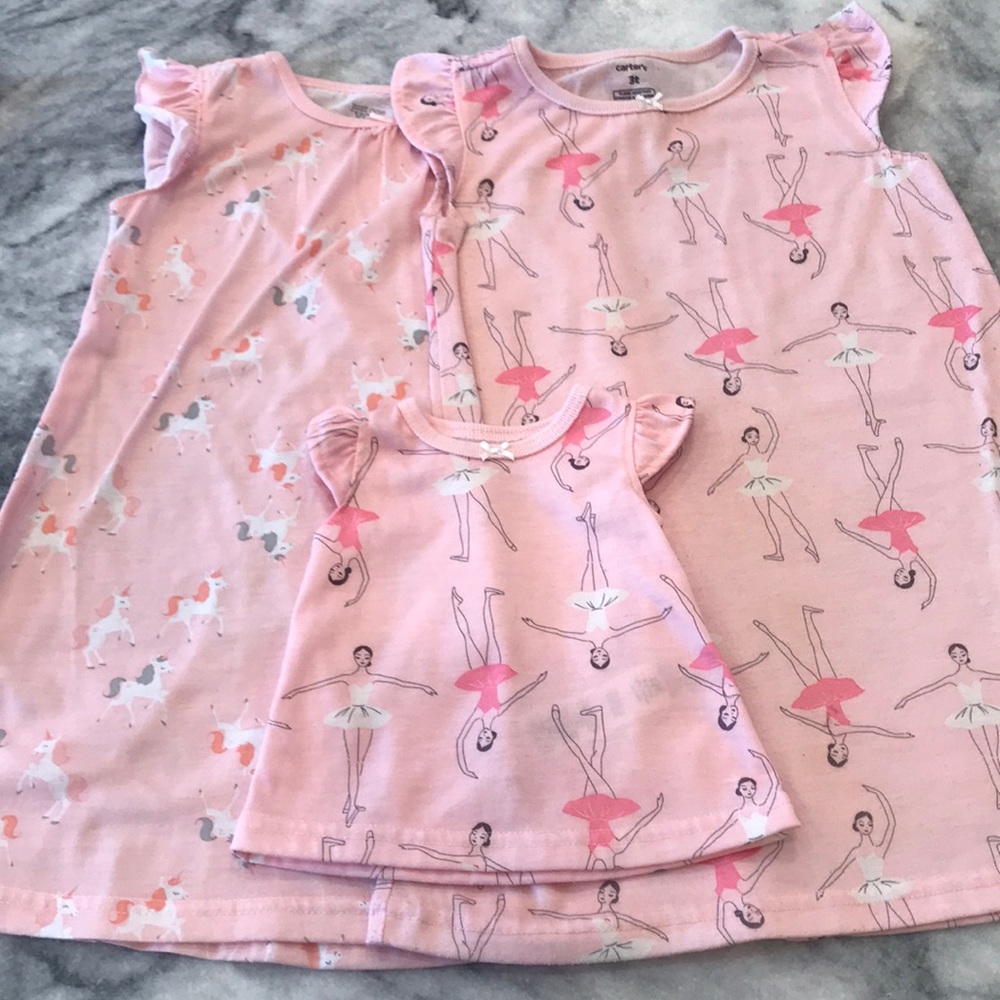 Toddler Girl Unicorn & Ballerina Nightgown Bundle